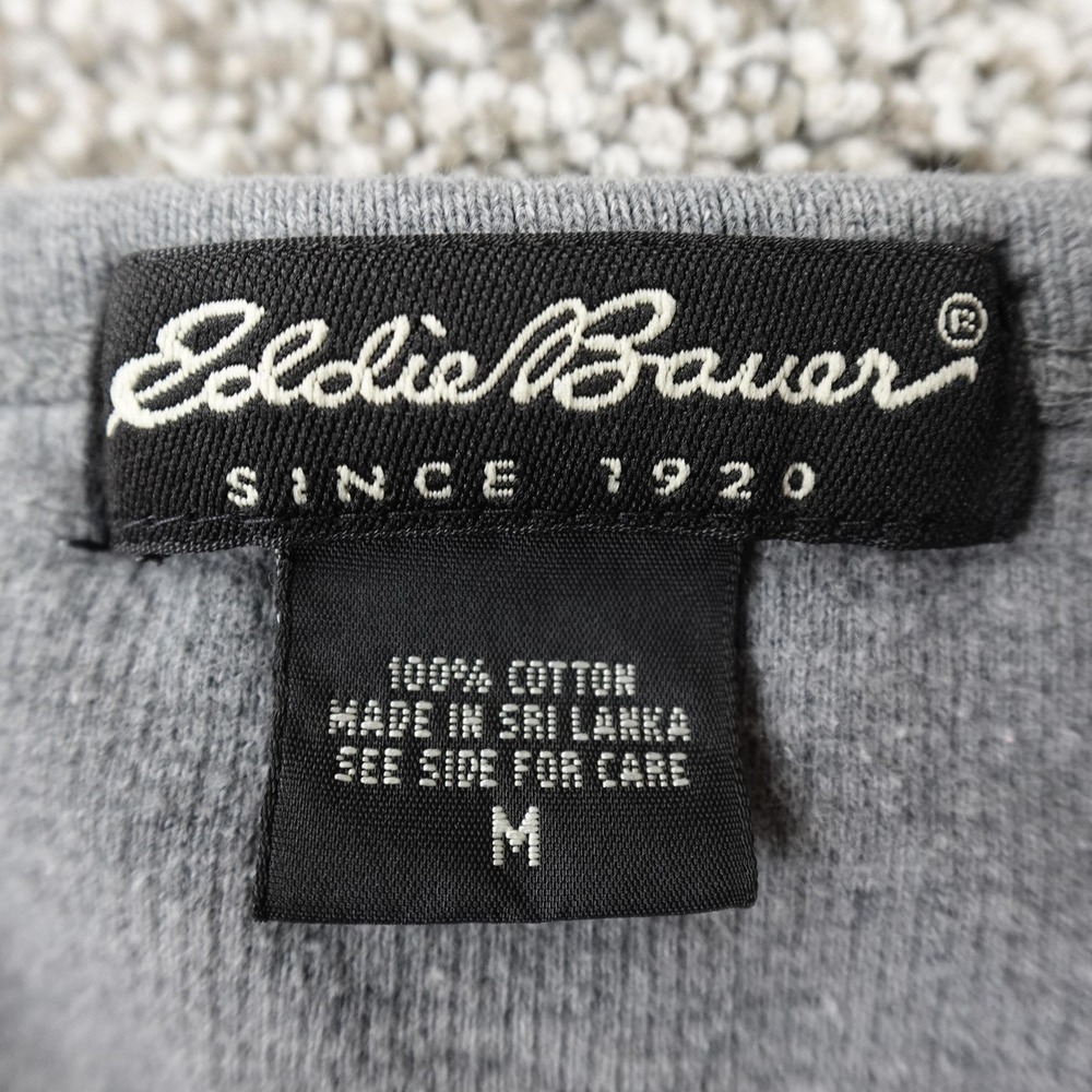 Eddie Bauer Sweater Mens M Gray Knit Thermal Crewneck Pullover Outdoor Hiking - Picture 4 of 9